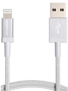 Amazon Basics Nylon USB-A to Lightning Cable Cord 3-Ft