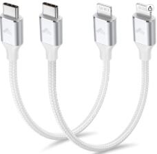 USB C to Lightning Cable Short 1ft 2Pack